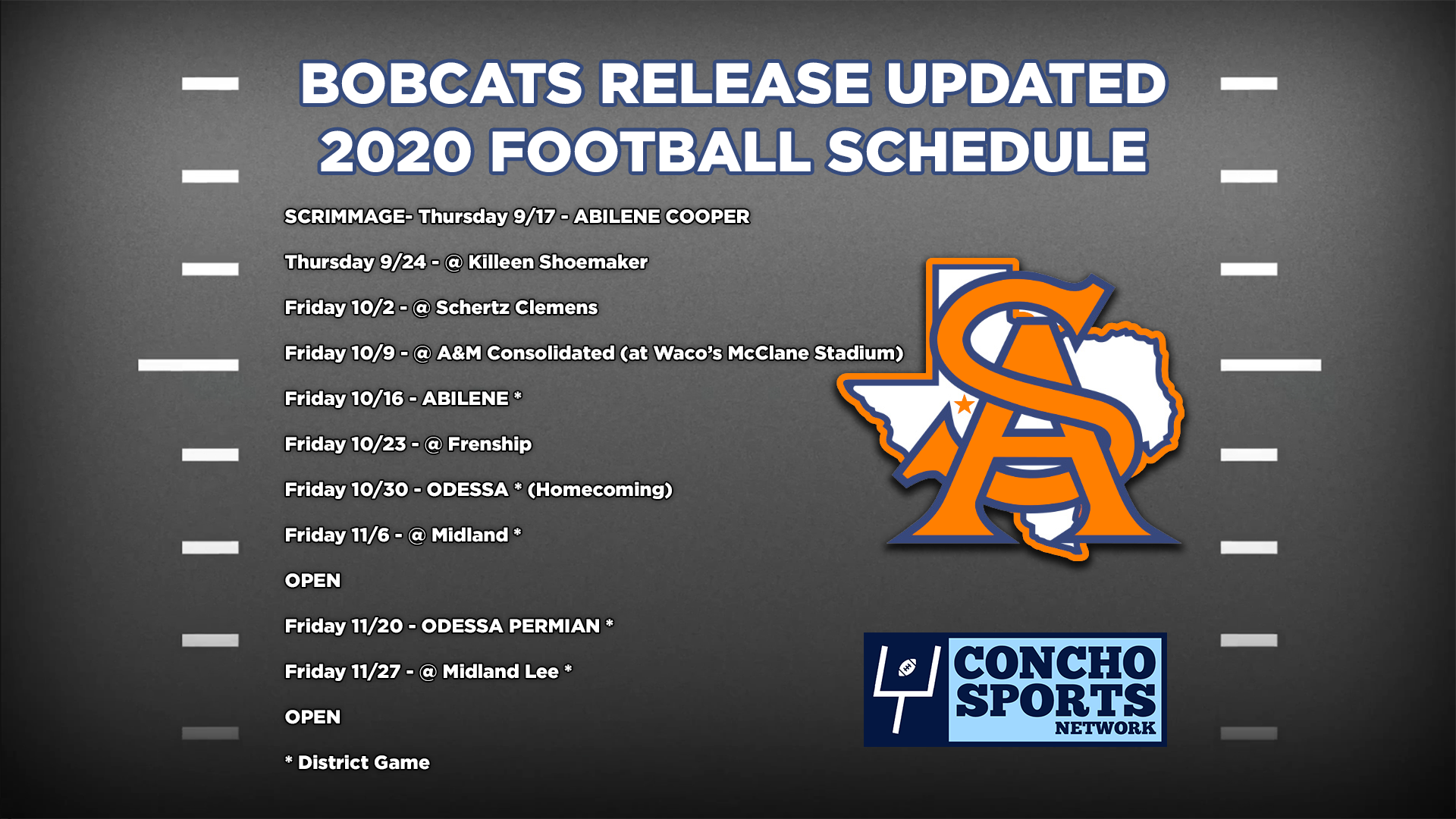 Bobcats updated football schedule includes nine total games and three